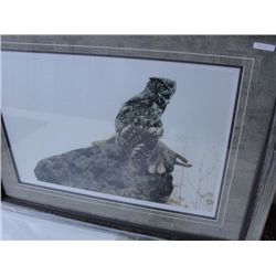 LIMITED EDTION PRINT  GREAT HORNED OWL  BY GEORGE MACLEAN 