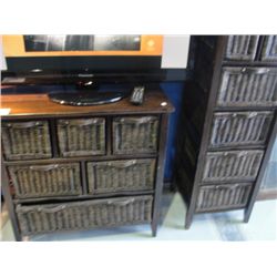 TWO PIECE BEDROOM DRESSER SET WITH WICKER/RATTAN DRAWERS