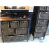 Image 1 : TWO PIECE BEDROOM DRESSER SET WITH WICKER/RATTAN DRAWERS