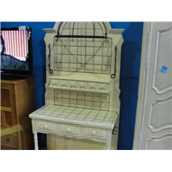 COUNTRY BAKERS RACK WITH INLAY DECORATIVE TILE