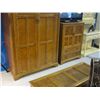 Image 1 : 3 PIECE EARLY 1900'S OAK BEDROOM SET, LARGE WARDROBE, ARMOIRE DRESSER, AND BLANKET BOX