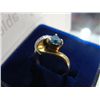 Image 1 : GOLD RING NO STAMP WITH BLUE TOPAZ & DIAMONDS