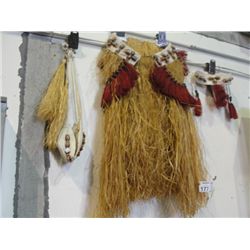 3 PIECE POLYNESIAN HOOLA DANCERS GRASS SKIRT OUTFIT