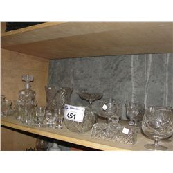 SHELF LOT OF ASSORTED CRYSTAL WEAR