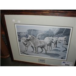 FRAMED LIMITED EDITION SIGNED AND NUMBERED PRINT TITLED "LORDS OF THE NORTH" BY ARTIST MARTEN