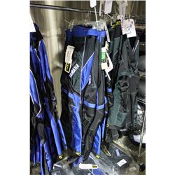 LOT OF 5 ASSORTED SIZED YAMAHA BLUE / BLACK NAME BRAND RIDING PANTS
