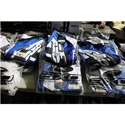 LOT OF 5 ASSORTED SIZED AXO BLUE / WHITE NAME BRAND RIDING PANTS
