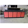 Image 1 : BLACK AND RED MODEL 1020WB 20 DRAWER 10' METAL WORK BENCH