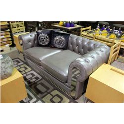 GREY LEATHER RECEPTION COUCH