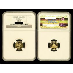 CHINA 1984 Panda 5 Yuan 1/20 Oz Gold, NGC MS68