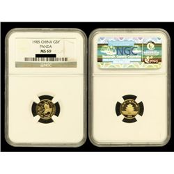 CHINA 1985 Panda 5 Yuan 1/20 Oz Gold, NGC MS69