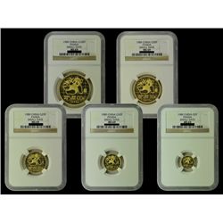 CHINA 1989 Panda Gold Set(5), all NGC MS69