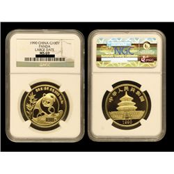 CHINA 1990 Panda 100 Yuan 1 Oz Gold, NGC MS69