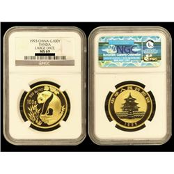 CHINA 1993 Panda 100 Yuan 1 Oz Gold, NGC MS69