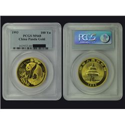 CHINA 1993 Panda 100 Yuan 1 Oz Gold, PCGS MS68
