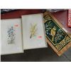 Image 1 : SILK EMBROIDERED BIRD PICTURE & 2 FRAMED SIGNED DRAWINGS = 3PC TOTAL