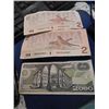 Image 2 : LOT OF CANADAIN $2 BILLS (2) AND 2000 PESOS (1) - CANADIAN SHIPPING ONLY