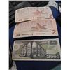 Image 2 : LOT OF CANADAIN $2 BILLS (2) AND 2000 PESOS (1) - CANADIAN SHIPPING ONLY