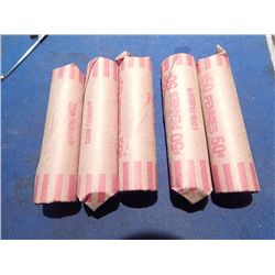 ROLLS OF ASSORTED PENNIES - 5 ROLLS