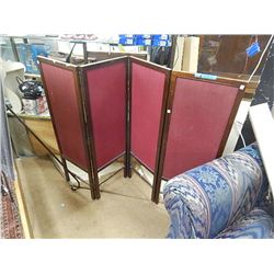 SCREEN - LATE 1800'S - 4 PANEL - MAHOGANY