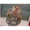 Image 1 : RING - RUBY & DIAMOND SILVER & GOLD COCKTAIL - NEW - includes certificate - value $450.00