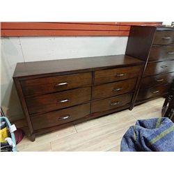 CONTEMPORARY DRESSER - 6 DRAWER BOWED DRAWER FRONTS AND CEDAR DRAWER BASES