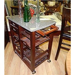 MARBLE TOP MAHOGANY TEA TROLLY / CABINET