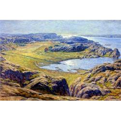 V. Hinrichsen. Landscape. Oil on canvas. Signed and framed. 16  X 24  $3000-4000...