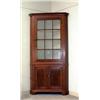 Image 1 : Two piece walnut corner cupboard. One drawer above with twelve lights and two blind doors below....