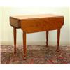 Image 1 : Figured cherry Sheraton Pembroke table. Dovetailed drawer, reeded legs, cut corner leaves, and a...