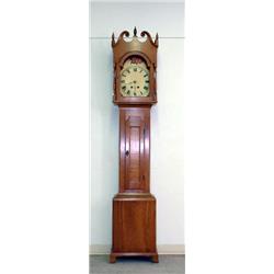 Tiger and Cherry maple case clock with brass works, restored. 93"h x 19"w x11"d $1000-1500...