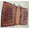Image 1 : Oriental caucasian saddle bag. Hand-woven with stylized pear design on central field. Blue, rust...