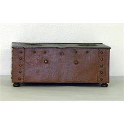 Arts and Crafts copper humidor. Footed. Stylized flower decoration on top. $300-400...