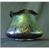 Image 1 : Loetz style art glass vase. Blue oil spots on amethyst. 4 1/2" tall X 5" diameter $200-300...
