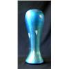 Image 1 : Durand art glass vase. Blue background with white heart and vine decoration. Not signed. 10" tal...