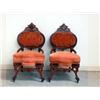 Image 1 : Pair of Victorian occasional chairs. Black lacquered and inlaid design surmount and surround the...