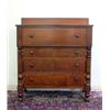 Image 1 : American Empire cherry chest of drawers. One large over three graduated drawers. Half columns an...