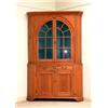 Image 1 : Southern pine corner cupboard. Arched door with glass light shaped shelves with spoon nothches....