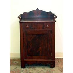 Gothic Empire mahogany wash stand with towel bars. Cupboard below and a dovetailed drawer. Circa...