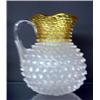 Image 1 : Franciscanware hobnail pitcher. Yellow and clear satin glass. Ground pontil. $100-200...