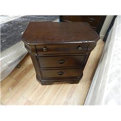 CONTEMPORARY MAHOGANY NITE STAND - 3 DRAWER AS-IS