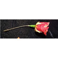 REAL ROSE PIN - WITH CARD AND BOX - RED