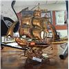 Image 1 : COPPER SHIP WITH MUSIC BOX - SHIP MOVES UP AND DOWN WHEN PLAYING - MUSIC BOX NEEDS HELP