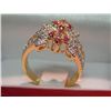 Image 2 : RING - RUBY & DIAMOND SILVER & GOLD COCKTAIL - NEW - includes certificate - value $450.00