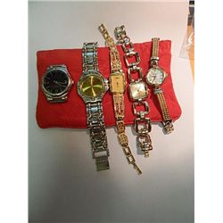 RED SATIN CASE OF ASSORTED WATCHES