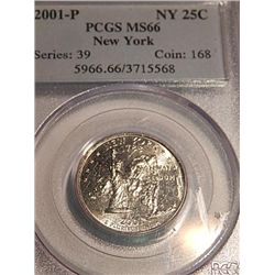 COIN - SILVER 2001 - PCGS MS66 - LIMITED EDITION COIN - NEW YORK