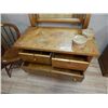 Image 2 : VINTAGE BIRDS EYE  MAPLE VANITY DRESSER WITH SWING MIRROR - AND 3 DRAWERS