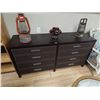 Image 1 : ESPRESSO DRESSER WITH LEATHER FRONTS - 8 DRAWERS - NEW