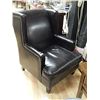 Image 1 : LEATHER FIRESIDE CHAIR - BROWN