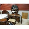 Image 2 : WALNUT VANITY WITH SHEILD MIRROR - 5 DRAWER AND STOOL - Craftmanship period furniture by Hespler - 1